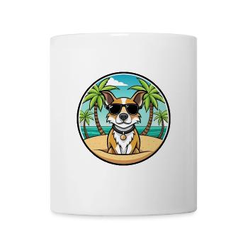 Braque Auvergne Hunderasse Cartoon Sonnenbrille Strand - Tasse - Weiß - Vorne