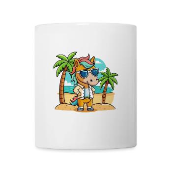 Cheval Drôle Dessin Animé Plage Été Lunettes de soleil - Mug blanc - blanc - Devant