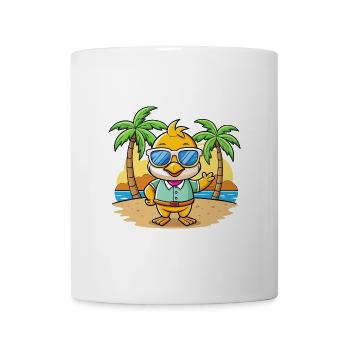 Ente Lustige Cartoon Sommer Strand Sonnenbrille - Tasse - Weiß - Vorne