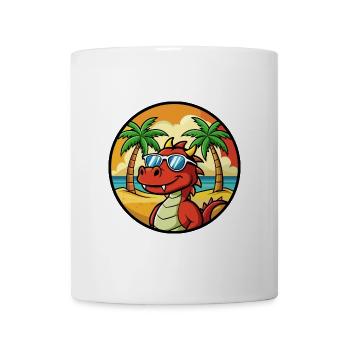Dragon Funny Cartoon Lunettes de soleil de plage d’été cool - Mug blanc - blanc - Devant