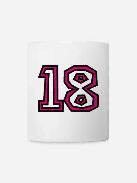 18. 18 ANS. 18e ANNIVERSAIRE. ANNIVERSAIRE 18 ANS. - Mug blanc - blanc