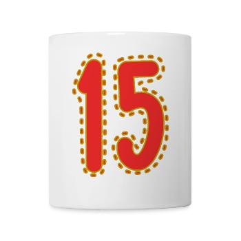 15. 15 ANS. 15e ANNIVERSAIRE. ANNIVERSAIRE 15 ANS. - Mug blanc - blanc - Devant