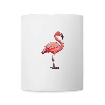Flamingo-Karikatur Kawaii Aquarell-Illustration - Tasse - Weiß - Vorne