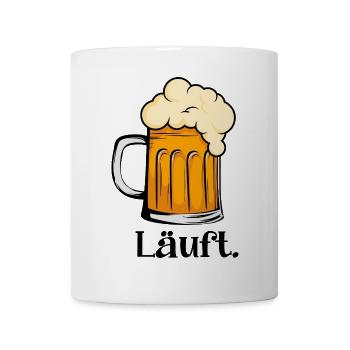 Läuft. - Bierkrug Spruch für Bierfreunde - Tasse - Weiß - Vorne