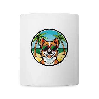 Portugiesisch Podengo Pequeno Hunderasse Cartoon Strand - Tasse - Weiß - Vorne