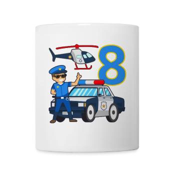 8 Geburtstag Polizei Auto 8 Jahre alt Polizist - Tasse - Weiß - Vorne
