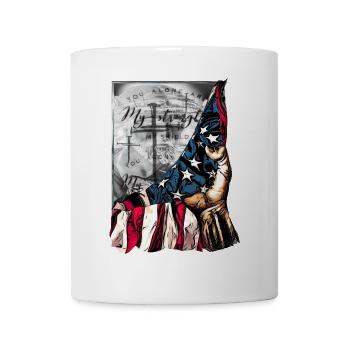 US Flagge und Kreuz-Motiv - Tasse - Weiß - Vorne