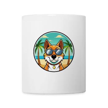 Russischer Harlekin Hund Rasse Cartoon Strand - Tasse - Weiß - Vorne