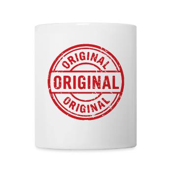 Ursprüngliches Grunge-Gummistempel-Abzeichen-Vektordesign - Tasse - Weiß - Vorne