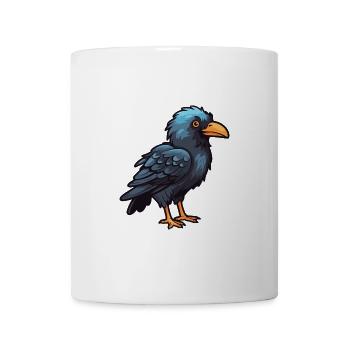 Rabenkarikatur Kawaii Aquarellillustration - Tasse - Weiß - Vorne