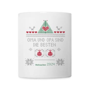 Ugly Christmas Oma und Opa sind die Besten - Tasse - Weiß - Vorne