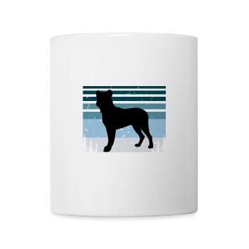 Cao Fila De Seo Miguel Hund Silhouette Retro Sonnenuntergang - Tasse - Weiß - Vorne