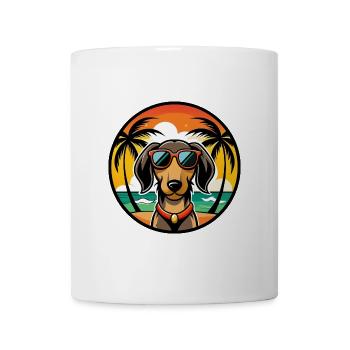 Teckel de Westphalie Race De Chien Dessin Animé Plage - Mug blanc - blanc - Devant