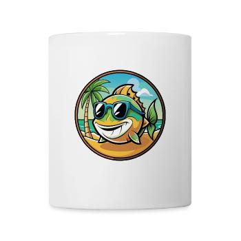 Fisch Lustige Cartoon Sommer Strand Sonnenbrille Aufkleber - Tasse - Weiß - Vorne