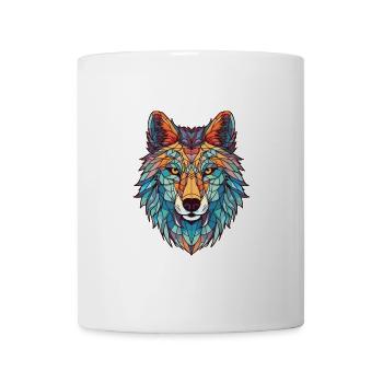 Wolf buntes Aquarell Tier Haustier Illustration - Tasse - Weiß - Vorne