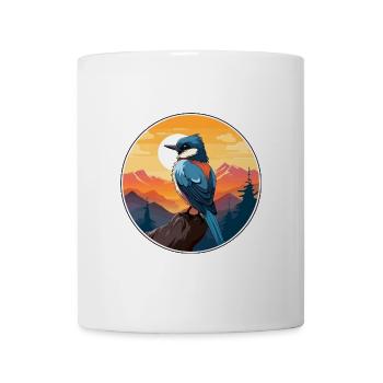 Jay Vogel Buntes Aquarell Cartoon Kawaii Tier - Tasse - Weiß - Vorne