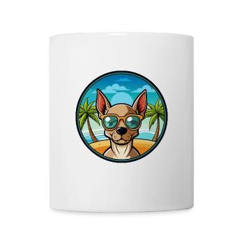 Mexikanische haarlose Hunderasse Cartoon Sonnenbrille Strand - Tasse - Weiß - Vorne