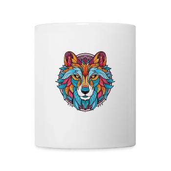 Wolf buntes Aquarell Tier Haustier Illustration - Tasse - Weiß - Vorne