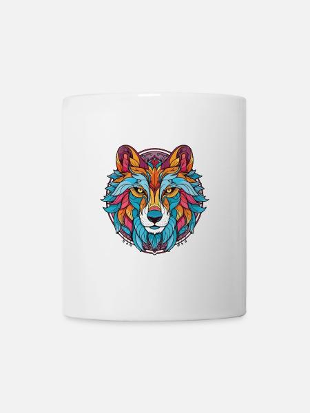 Wolf buntes Aquarell Tier Haustier Illustration - Tasse - Weiß