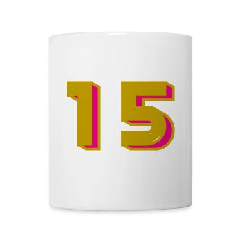 15. 15 ANS. 15e ANNIVERSAIRE. ANNIVERSAIRE 15 ANS. - Mug blanc - blanc - Devant