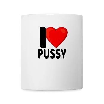 I Love Pussy Ich Liebe Mösen Lesbe Lesbisch Lesbe - Tasse - Weiß - Vorne