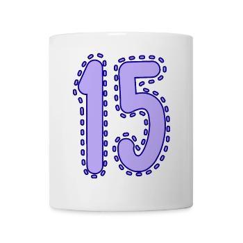 15. 15 ANS. 15e ANNIVERSAIRE. ANNIVERSAIRE 15 ANS. - Mug blanc - blanc - Devant