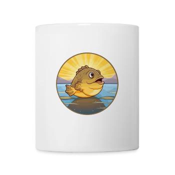 Flunder Fisch Buntes Aquarell Cartoon Kawaii - Tasse - Weiß - Vorne