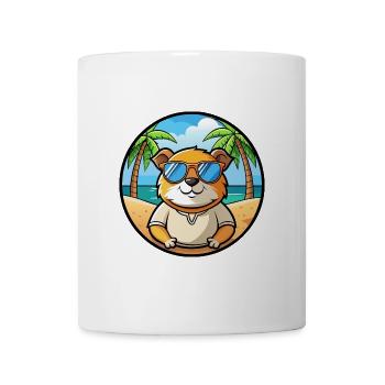 Cochon d’Inde Drôle Dessin Animé Plage Été Lunettes de soleil - Mug blanc - blanc - Devant