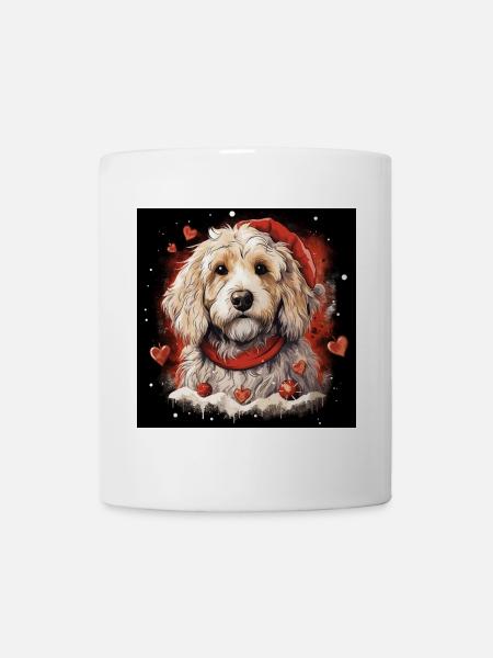 Weihnachts-Doodle mit Nikolausmütze - Tasse - Weiß