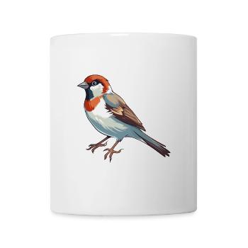 Sperling Buntes Aquarell Cartoon Kawaii Tier - Tasse - Weiß - Vorne
