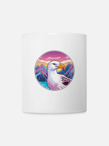 Möwe Aquarell Karikatur Kawaii Haustier Tier Farbe - Tasse - Weiß