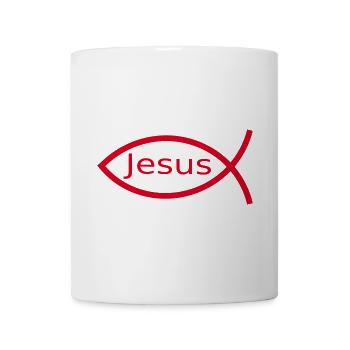 Jesusfisch rot Ichthys Jesus Fisch Geschenk - Tasse - Weiß - Vorne
