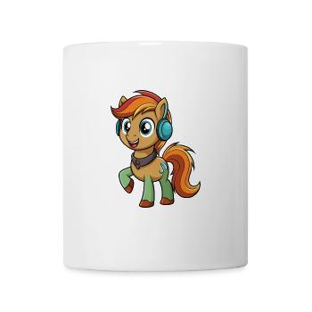 Pony Lustige Zeichentrickfigur Kopfhörer Musik - Tasse - Weiß - Vorne