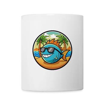 Fisch Lustige Cartoon Sommer Strand Sonnenbrille Aufkleber - Tasse - Weiß - Vorne
