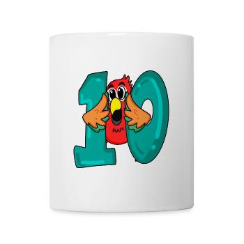 10 anniversaire - oiseau perroquet avec le numéro 10 - Mug blanc - blanc - Devant