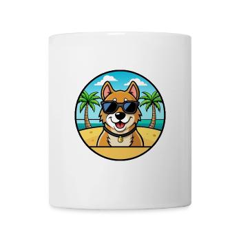 Alano Español Hunderasse Cartoon Sonnenbrille Strand - Tasse - Weiß - Vorne