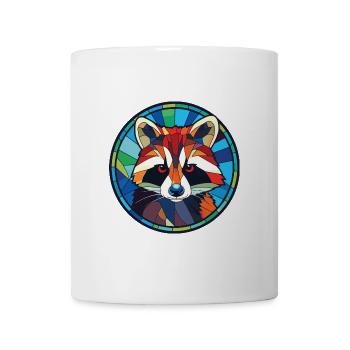 Waschbär bunte Aquarell Tier Illustration - Tasse - Weiß - Vorne