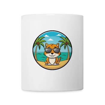 Zypern Katzenrasse Cartoon Sonnenbrille Strand - Tasse - Weiß - Vorne