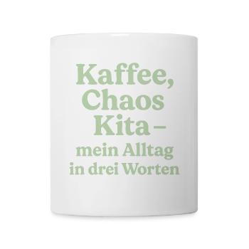 Kaffee Chaos Kita - Salbeigrün - Tasse - Weiß - Vorne