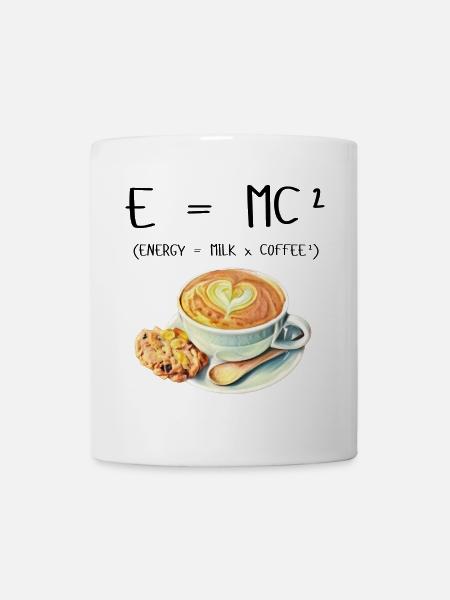 E MC² Kaffee Milch Energie Geschenk lustig - Tasse - Weiß