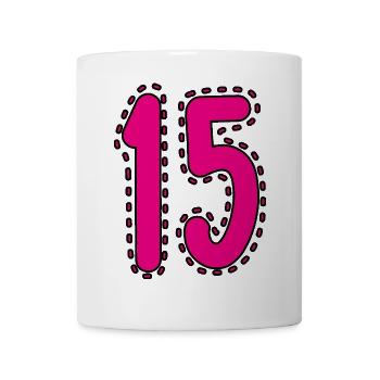 15. 15 ANS. 15e ANNIVERSAIRE. ANNIVERSAIRE 15 ANS. - Mug blanc - blanc - Devant