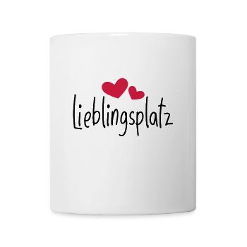Lieblingsplatz Kissen mit Herz - Tasse - Weiß - Vorne