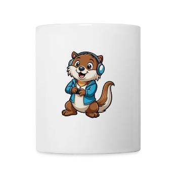 Otter Lustige Zeichentrickfigur Kopfhörer Musik - Tasse - Weiß - Vorne