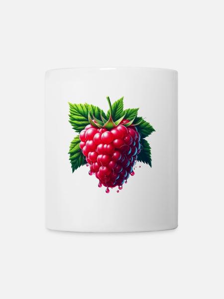 Framboise feuillu coulante - Mug blanc - blanc