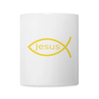 Jesusfisch gelb Ichthys Jesus Fisch  - Tasse - Weiß - Vorne