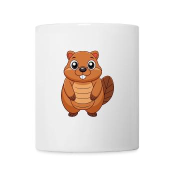 Biber Niedliche Maskottchen Zeichentrickfigur Kawaii - Tasse - Weiß - Vorne