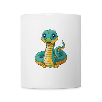 Anaconda Mascotte mignonne Personnage de dessin animé Kawaii - Mug blanc - blanc - Devant