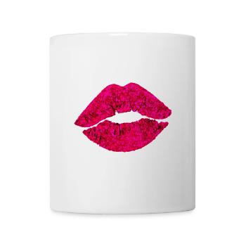 Gesichtsmaske Lippen Kussmund - Tasse - Weiß - Vorne