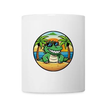 Krokodil Lustige Cartoon Sommer Strand Sonnenbrille - Tasse - Weiß - Vorne
