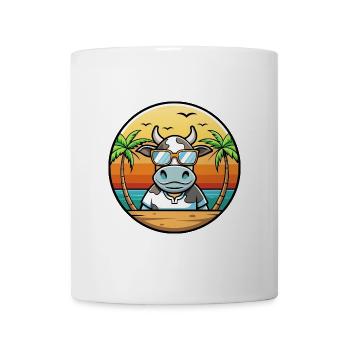 Kuh Lustige Cartoon Sommer Strand Sonnenbrille Aufkleber - Tasse - Weiß - Vorne